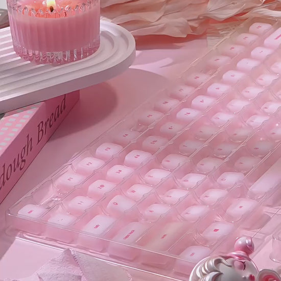 Side view of 113-key silicone keycap set showing translucent pudding style