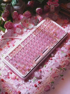 Electronic Cat Keycap Set | MAO Profile Transparent Pink PC Keycaps