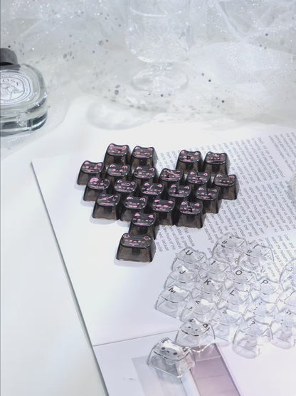 MAO Profile Transparent Heart Keycap Add-on Set – 21 Keys Cute Custom Keyboard Kit