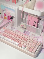 Full keyboard layout with adorable cat artisan-style keycaps