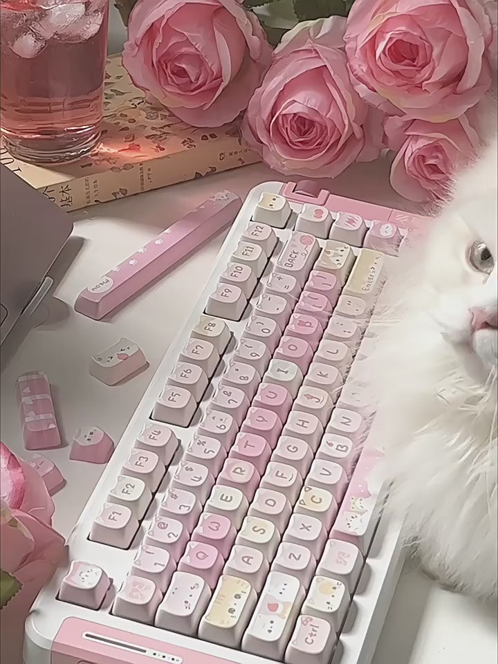 Meow Meow Squad Keycap Set – MAO Profile, 141 Keys, 5-Side Dye-Sublimated PBT
