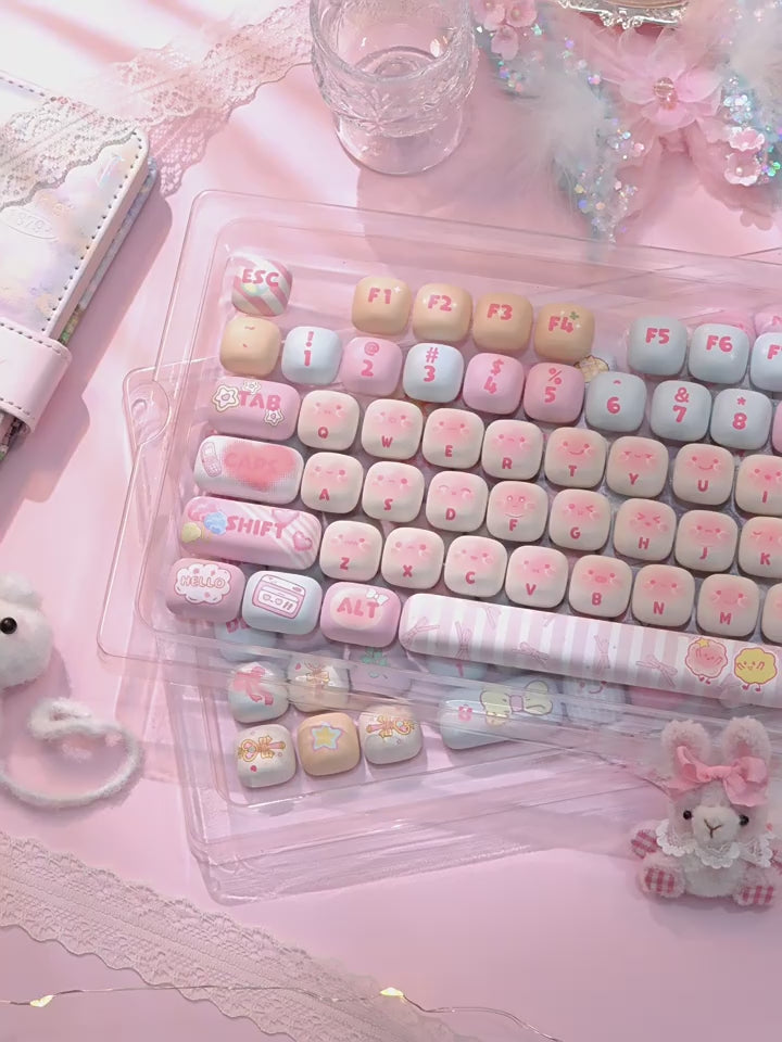 MOG profile cute round keycaps full set pink pastel design