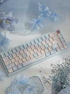 Grid Garden Keycaps Set – Blue & Pink Gingham Floral PBT Dye-Sub, OEM/MOA Profile