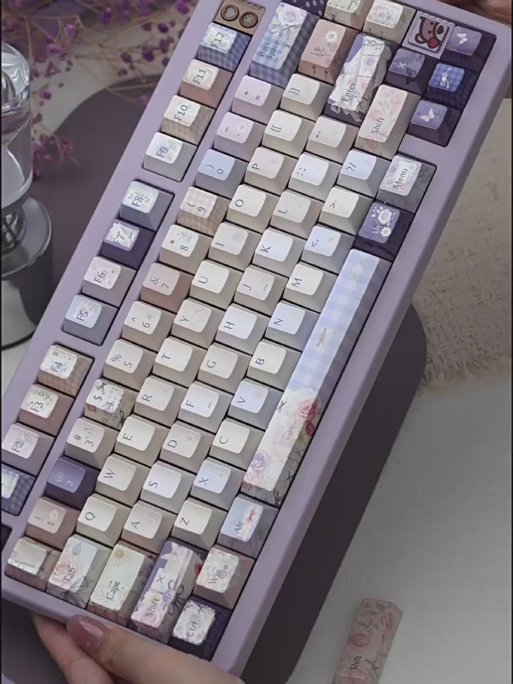 A Dream of Flowers Pearlescent Keycap Set - 121 keys PBT Dye-Sub | Arktcat x U're