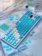 ArkTcat x Maorbeng PBT + PC Dual-Color Transparent Keycap Set – Cute Pastel Mechanical Keyboard Keycaps