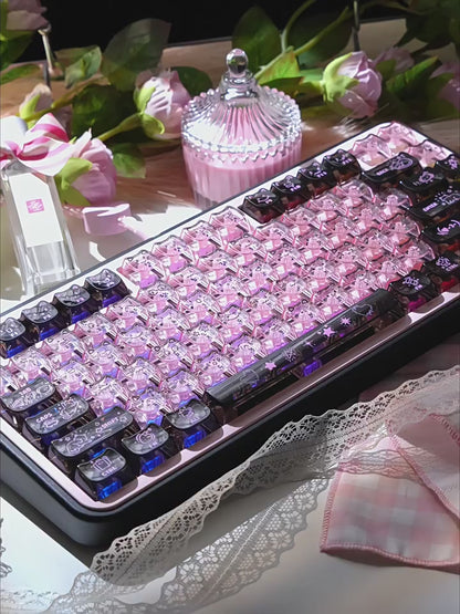 Black Pink Graffiti Clear PC Keycaps – MAO Profile 113-Key | ARKTCAT x Maorbeng