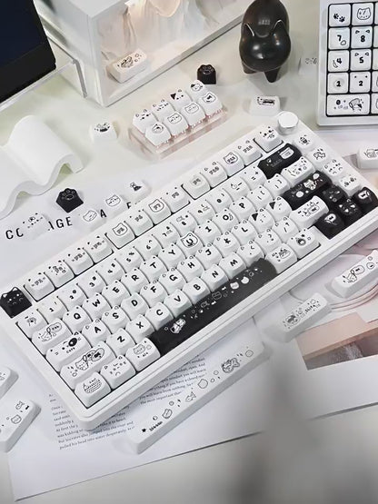 MAO Profile Cute Line Cat Keycaps – 140 PBT Dye-Sub Keycaps for Mechanical Keyboards