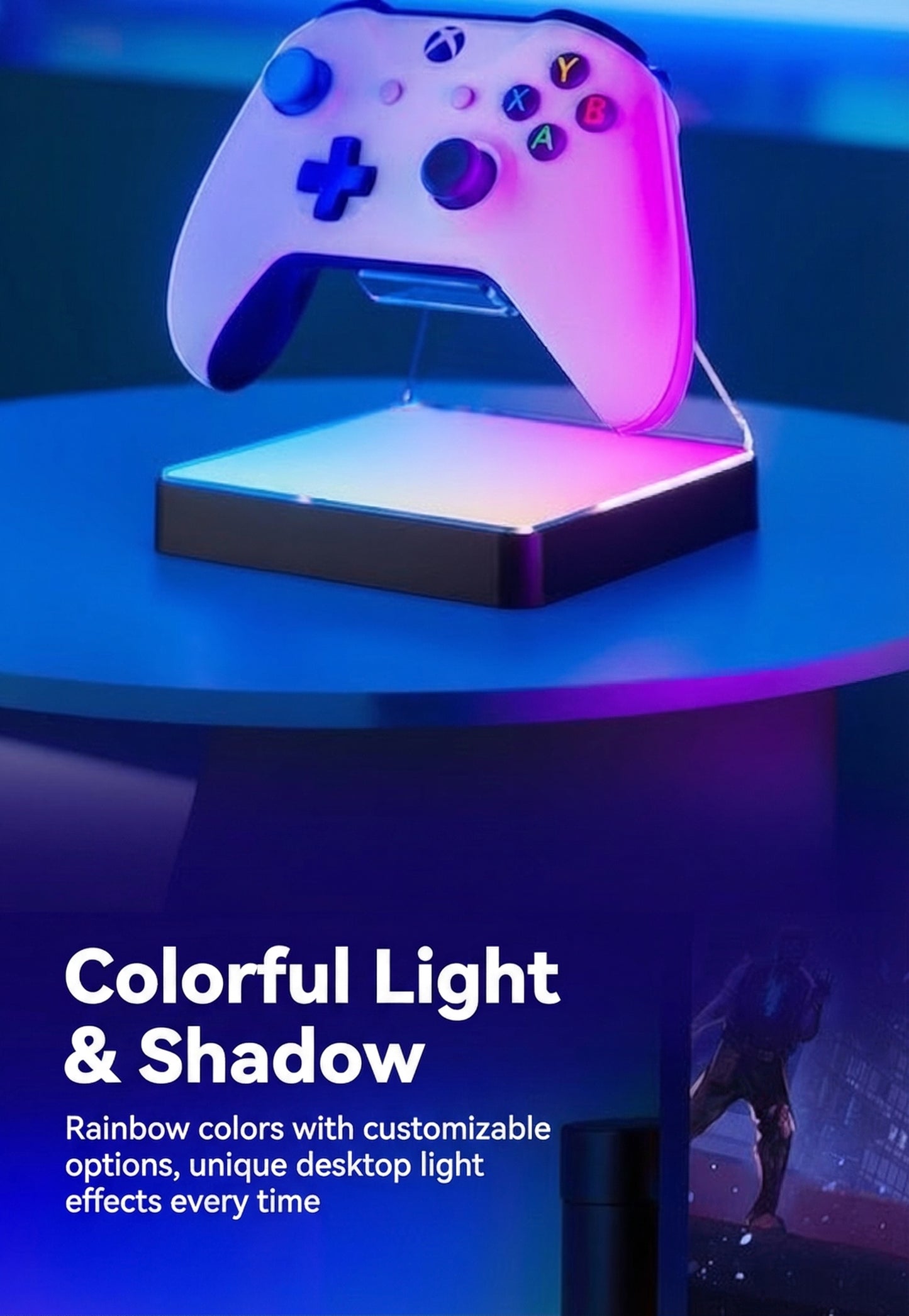 RGB LED Gaming Stand with Headphone & Controller Acrylic Holder