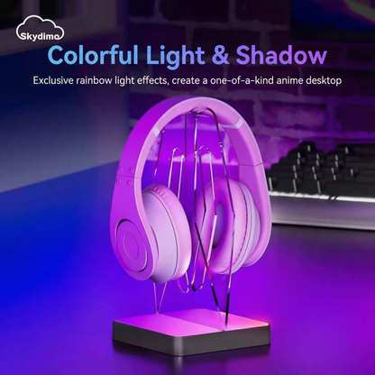 RGB Headphone Stand & Game Controller Stand Set - Dual Use for Gaming Desk Setup