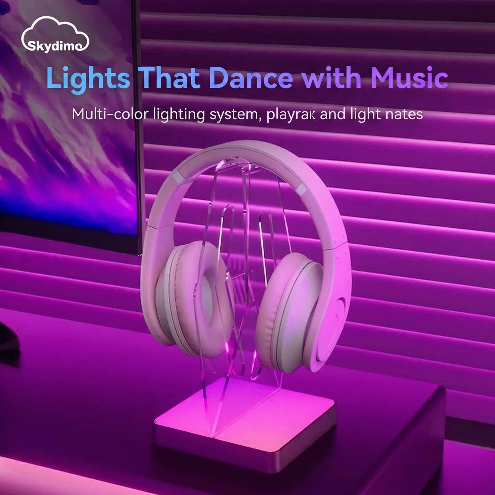 High-Transparency Acrylic Headphone Stand with RGB Light Base, Stable for All Gaming Headsets